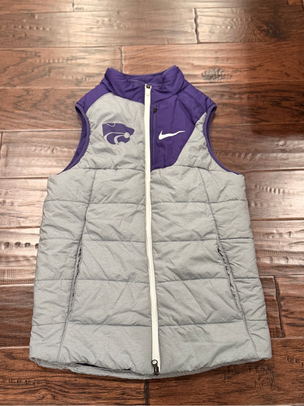 Nike Gray and Purple Quilted Sleeveless Vest with Team & Swoosh Logos